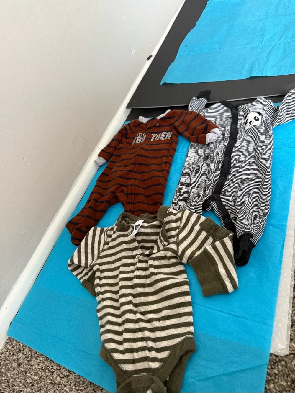 Striped Olive & Cream Baby One-Piece - Soft Cotton Bodysuit